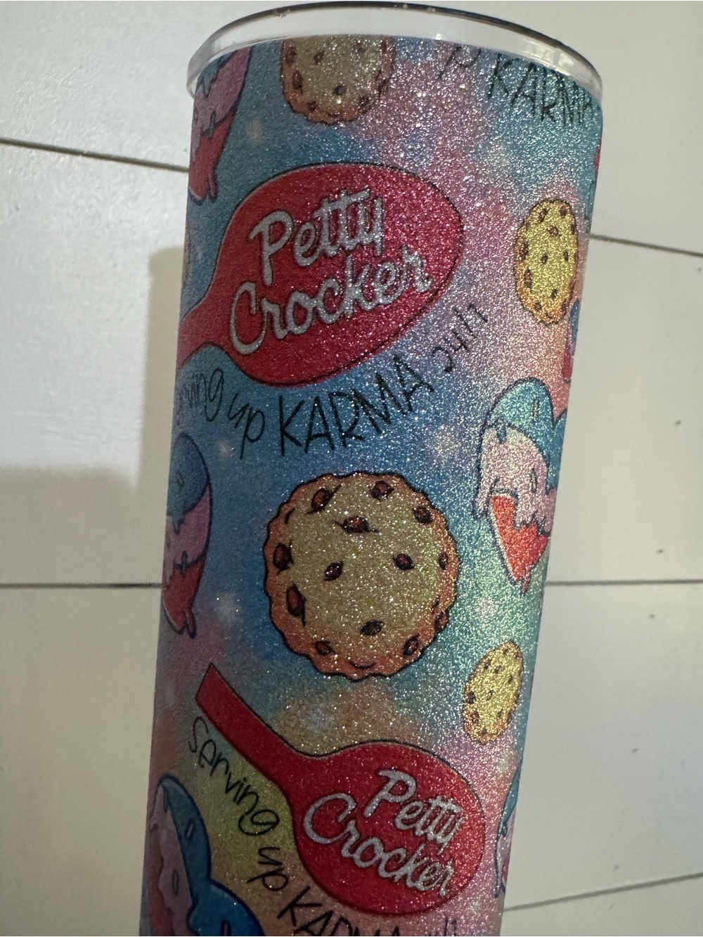 Petty Crocker Glitter Cookie Tumbler - Blue Pink
